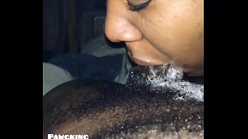 Black Young thot Sucks  fat Black Dick. Drooling spitting Nasty!!