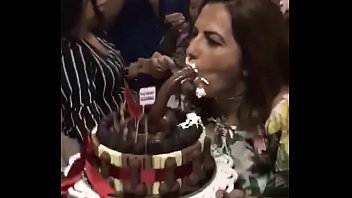 Girls sucking cake cock happy birthday party