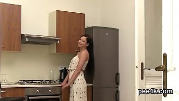 Perfect bombshell gets her soft twat absolute of warm pee and bursts