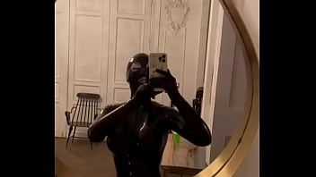 Sexy Katerina in black latex catsuit