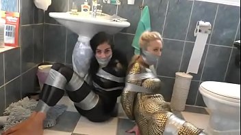 two catsuit agents captured tied up and gaged