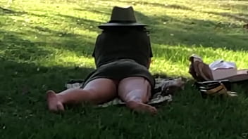 Exhibitionist in the Park Spreads Legs & Dangles Feet