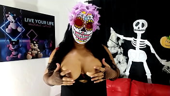 LA CATRINA horny fucking her wet pussy with a dildo until she has squirting orgasms. (Multi-orgasm SQUIRT)