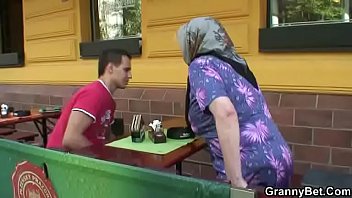 Guy picks up and busty granny for sex